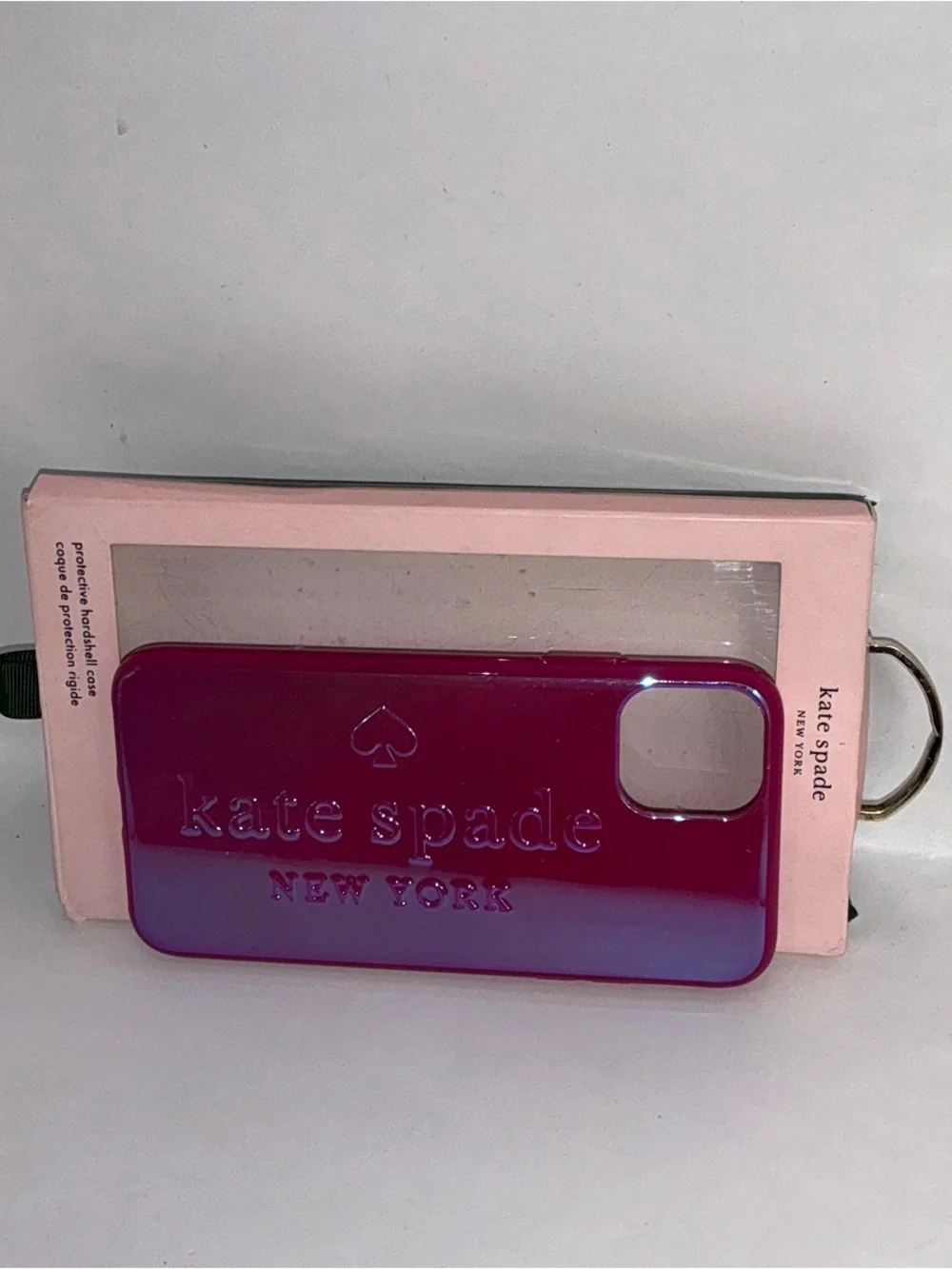 Kate Spade Pink Glossy Magenta Embossed Logo iPhone Case